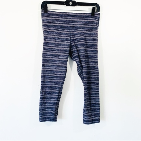lululemon Wunder Under Gray Striped Crop - Picture 1 of 5